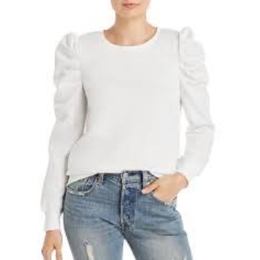 Rebecca Minkoff Puff Sleeve Sweatshirt M White Pullover